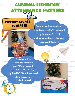 A graphic of a gift basket an text explaining the rules of attendance raffleing 