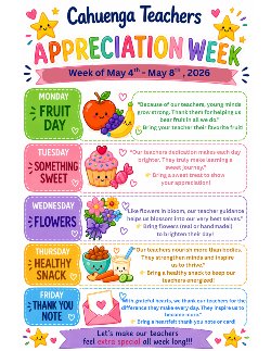 Cahuenga Teachers Appreciation Week flyer